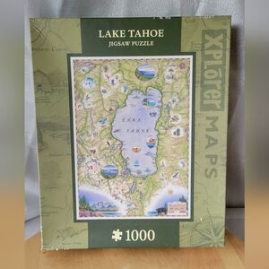 Lake Tahoe Map Cardboard Jigsaw Puzzle - 1000 Pieces, Hand-Illustrated - Educati